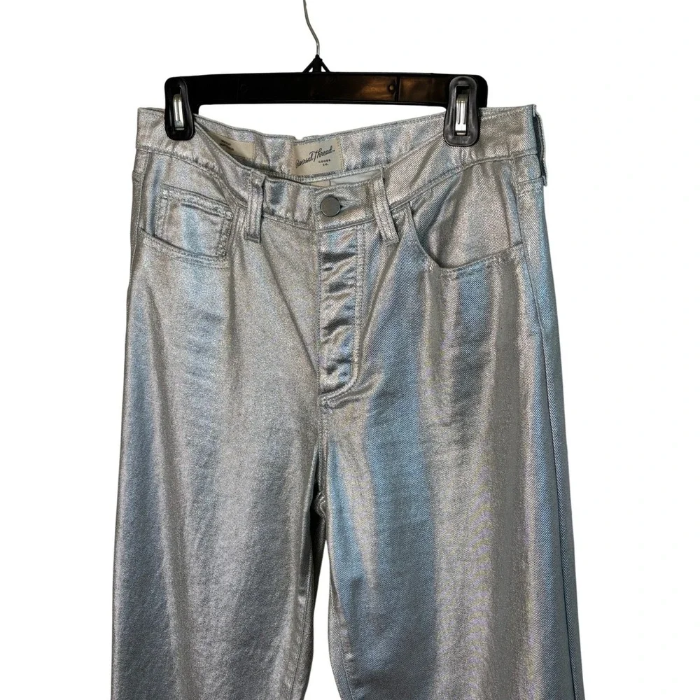 Silver Jeans Metallic 90s Baggy Womens Festival Futuristic Streetwear‎ Jeans 4 - Picture 2 of 8